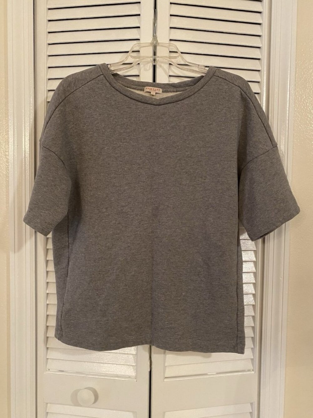 Demylee Brooke Sweatshirt Womens Large Pullover Gray Short Sleeve Terry